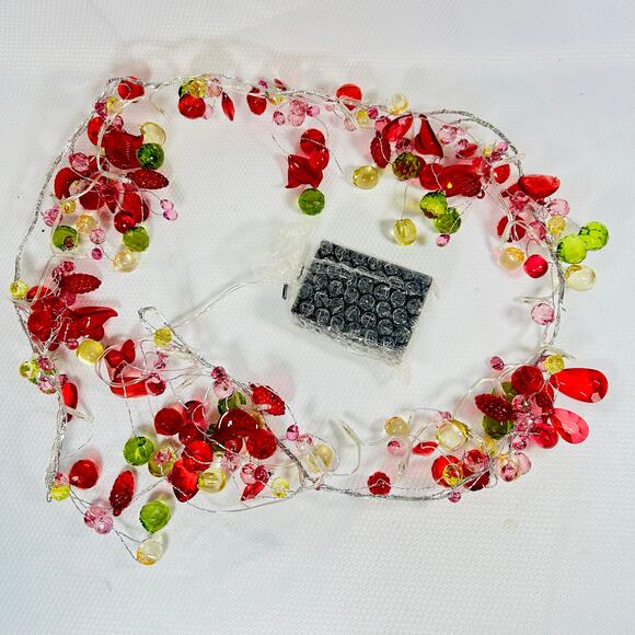 Vintage String lights Faceted Grapes Berries and Leaves Fruit Christmas holiday - Picture 1 of 8